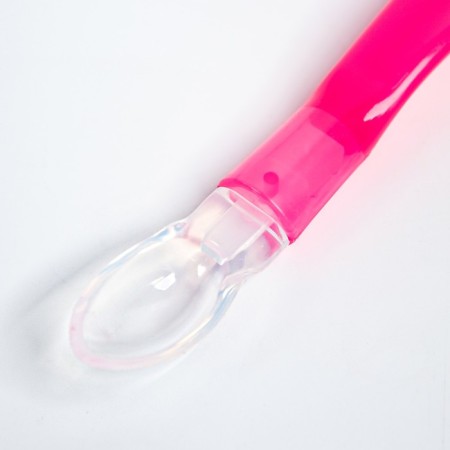 A spoon for nursery for feeding silicone, from 5 months, pink color-1