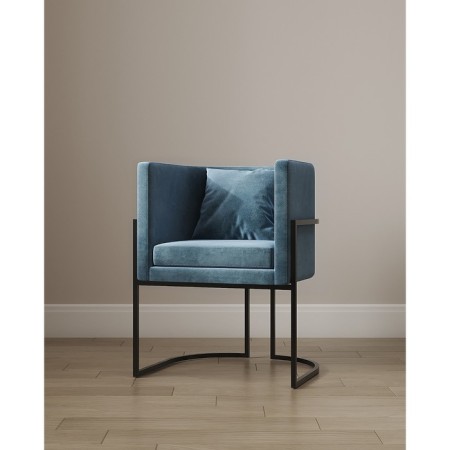 Armchair "Luna", 60 × 64 × 77 cm, blue color, black frame