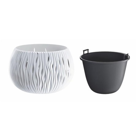 Kashpo for flowers, 20.75 l, white color, 2 objects, Sandy Bowl-1