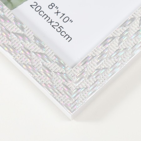 Photo frame plastic 20x25 cm "Double braid" silver with holographia 23.4x28.5 cm-2