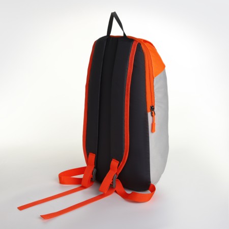 Sports backpack on lightning, textura, outer pocket, beige color/orange-4