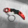 Wooden keychain "Cerambit" 8x3 cm red marble