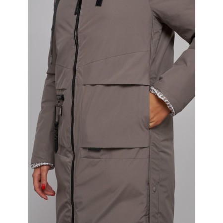 Coat insulated two -sided female, size 48, brown color-9