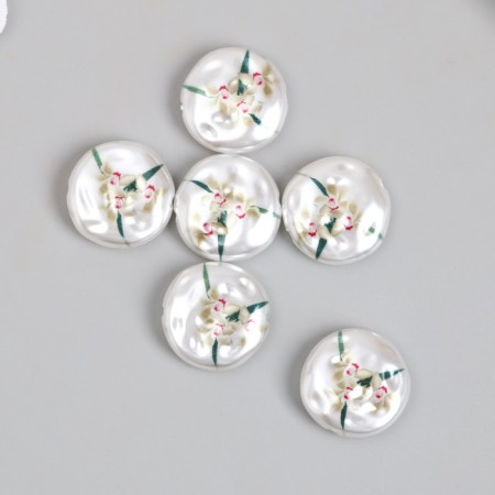 Busina for creativity plastic "Pearl Flat Circle with Orchids" 0.5x1.6x1.6 cm-1