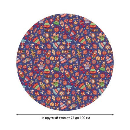 Tablepy tablecloth "Retro toys", round, oxford, elastic band, size 120x120 cm, diameter 75-100 cm-1