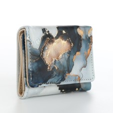 Women's wallet on the button, gray color