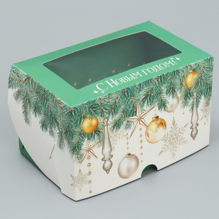 Folding box with bilateral application "Happy New Year!", 16 x 10 x 10 cm, New Year-1