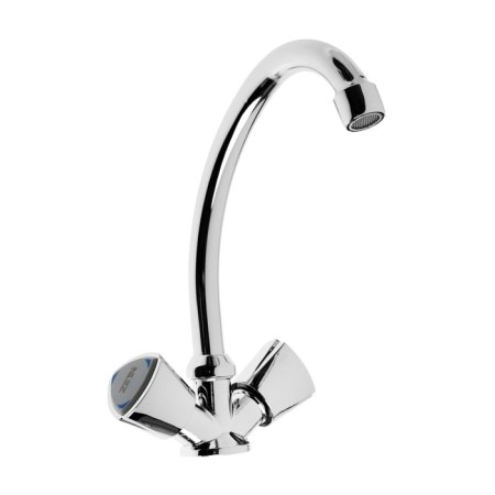 Kitchen mixer Zein Z3724, two -wound, pour height 17.5 cm, chrome-3