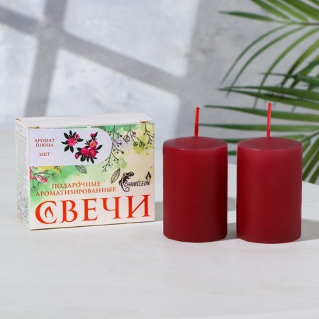 Set of candles-stolbiks 2 pcs, 4x6 cm, peony-1