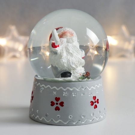 Souvenir Polystone Water Ball "Santa Morozik with a long beard" 6.5x6.5x8.5 cm-1