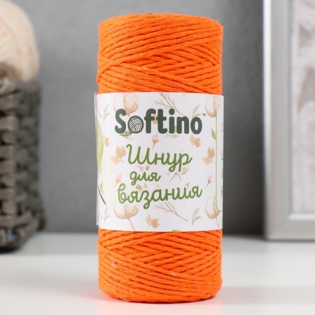 Knitting cord 100% cotton, width 1mm 100m 80g "orange" 10x4.2x4.2 cm