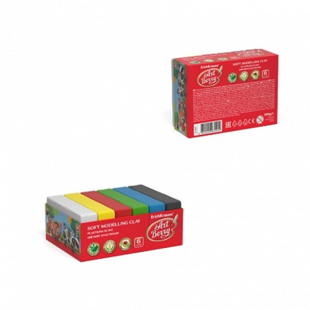 Soft plasticine (wax), 6 colors, 300 g, artberry premium, with aloe vera, classic palette, cardboard-4