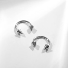 Circular in an eyebrow (piercing), spike, d = 8 mm, pair, color silver