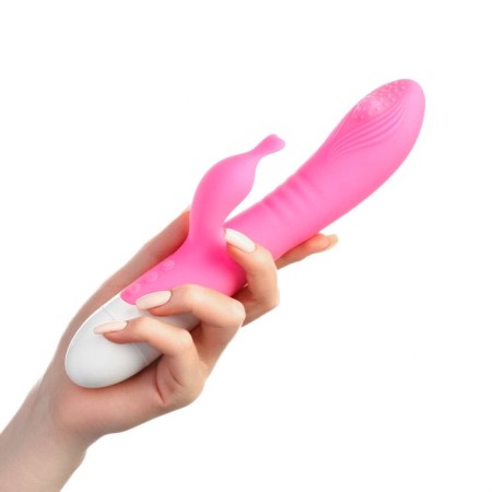 A vibrator with a clitoral stimulator, 12 modes, heating, 23.7 x7.6 cm, pink-5