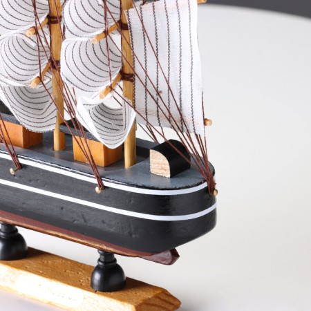 Souvenir small “Kovda” souvenir ship, black with white stripes, white sails, 5.5 × 24 × 22 cm-2