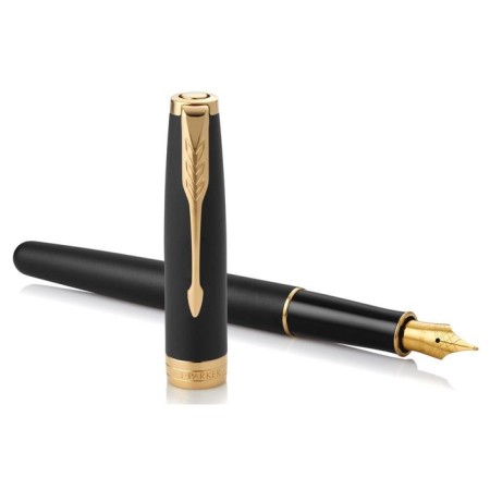 Feature handle Parker Sonnet Core F528 Matte Black GT F Case of Brass, black ink