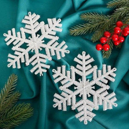 Christmas tree decoration "Taushell" Snowflake (set 2 pcs) D-16 cm, silver