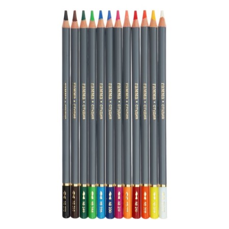 Pencils Watercolor Gamma "Studio" 12 colors, barrier 3.8 mm, cardboard box 110822_12-2