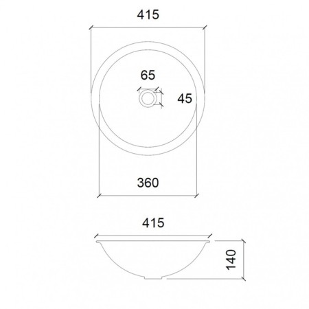 ABBER GLAS AK2302 sink, 415x415x140 mm, glass, transparent-1