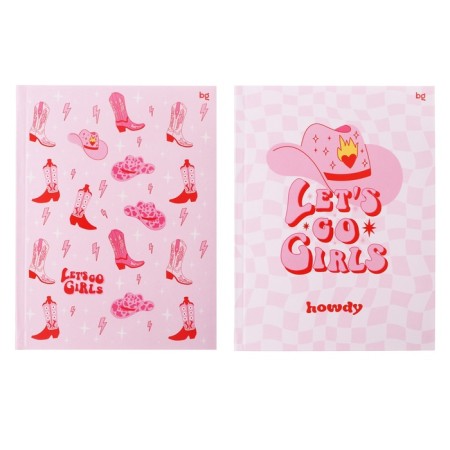 A5 BUSINESS BLOCK, 64 sheets in the pink style cage, integral cover, glossy lamination, selective varnish, offset block, mix