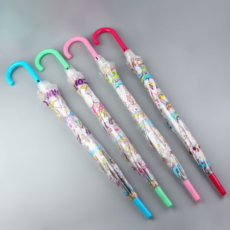 Umbrella - semi -automatic cane "unicorns", 8 spokes, r = 43 cm, color mix-3