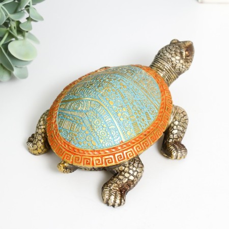 Souvenir Polystone "Turtle Ground" patterns on color carapace 10.5x10.5x5.5 cm-2