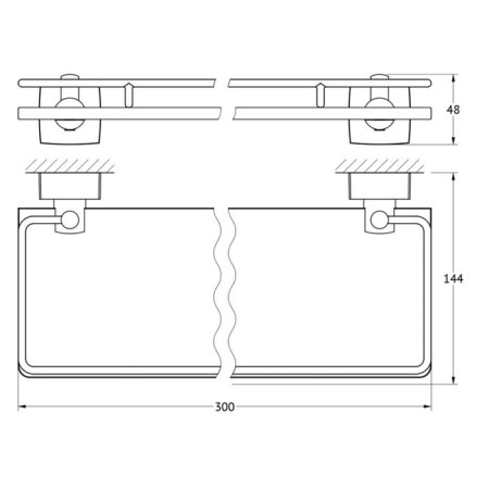 Shelf with holders, width 30 cm, matte glass, chrome-1