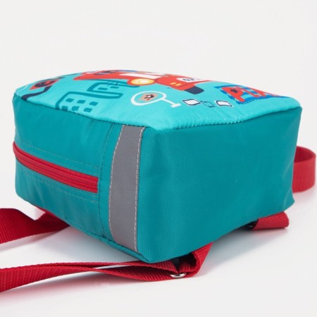 Baby backpack on a zipper, a reflective strip, turquoise color-4
