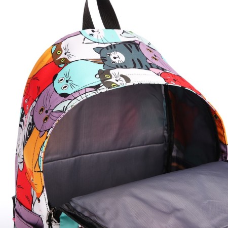 School backpack from textiles with a zipper, 4 pockets, wallet, colorful color-7
