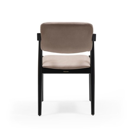 Lunch chair Soft & comfy, frame of beech, polyester fabric, Greige color-2