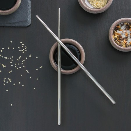 Bacchette sushi sticks, length 21 cm, silver color-2