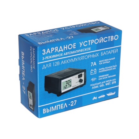 Vimpel-27 battery charger, 0.6-7 A, 12 V, for gel, acid and AGM batteries-5