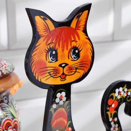 Standing for spoons "cat", Khokhloma-3
