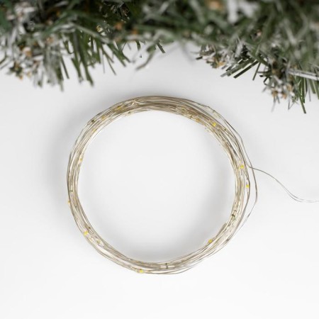 Garland “thread” 5 m dew, ip20, silver thread, 50 led, warm white glow, white flicker, aah3-1