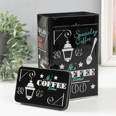 Rectangular metal casket "Coffee time" 7.8x12.2x18.6 cm-3