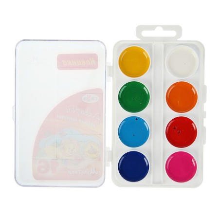 Watercolor 16 colors, "gamma" "cartoons", without a brush, in a plastic box-1