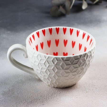 Ceramic mug "hearts", 290 ml, white color-2