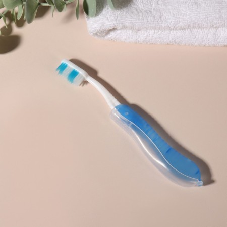 Toothbrush, folding, 18.3 cm, blue/white color-1