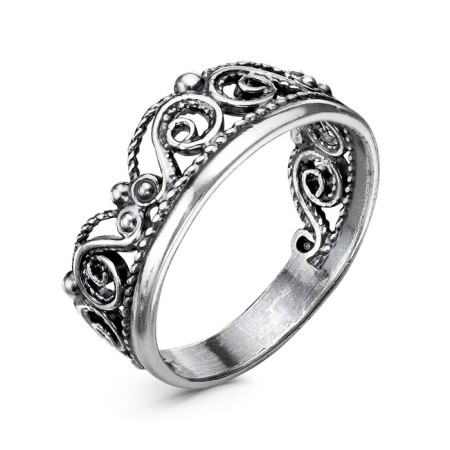 Ring "Crown of the Poil", echoing with oxidation, 16.5 size