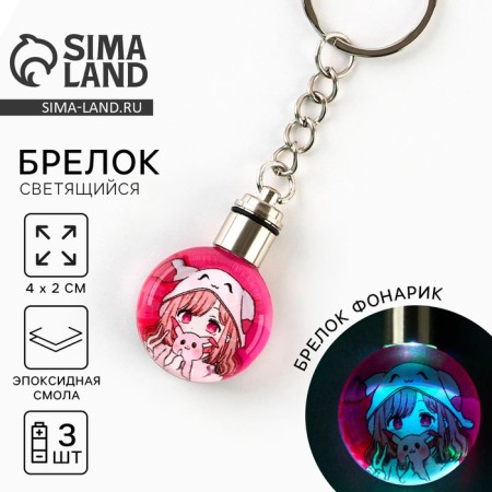 Keychain for keys with an Ainime flashlight, 4 x 2 cm