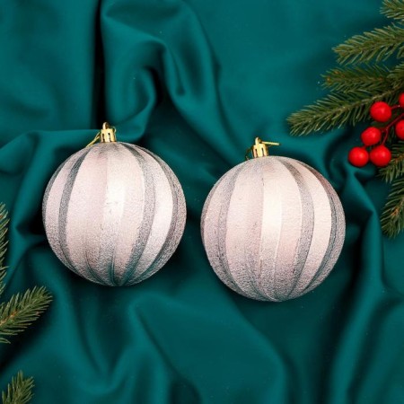 Set of balls plastic D-10 cm, 2 pcs "Pelagia stripes" pink