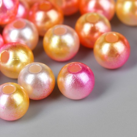 Beads for creativity plastic "gradient rose-yellow" set of 20 g, d = 0.8 cm, a mix of holes/without-1