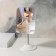Desktop mirror, on a flexible leg, mirror surface 13.5 × 16.5 cm, white color