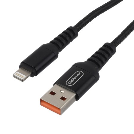 Gopower GP02L, Lightning - USB, 2.4 A, 1 m, data transfer, nylon, black-1
