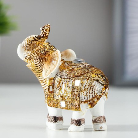 Polystone souvenir "White Elephant with a Popone from the Arab carpet" mix 7.8x7.5x3.2 cm-4