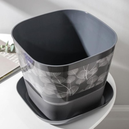 Pot with the pallet "Listopad", 7.3 l, the color is dark gray-1