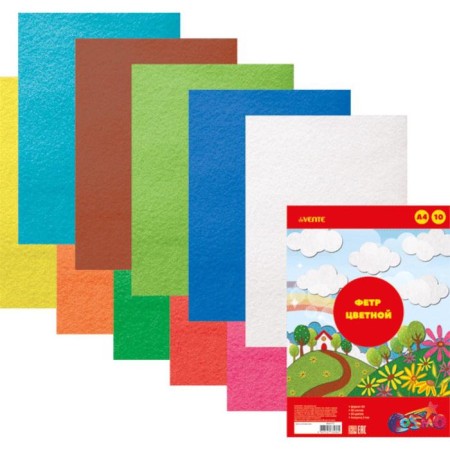 Fetr Color Soft A4 DEVENTE. "Bright colors" 10 colors, 10 sheets, thickness 2 mm