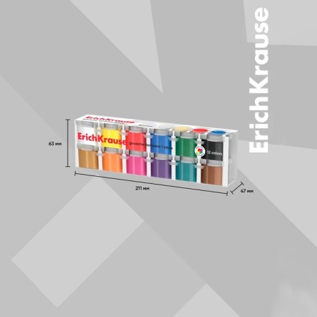 Gouache 12 colors x 15 ml Erichkrause, matte -colored Extra saturated colors, economical packaging-13