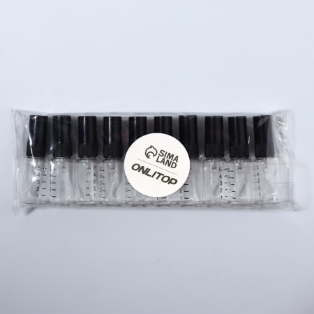 A bottle for storage, with a spray, packing 10 pcs, 5 ml, black/transparent color-8