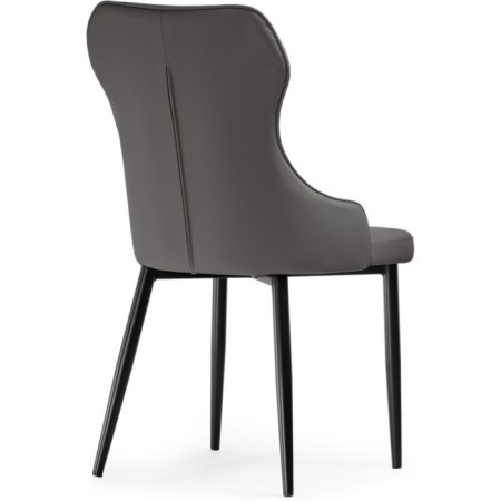 Stool on a metal frame Neli Metal/Eco -leather, Black/Gray 48x61x90 cm-3